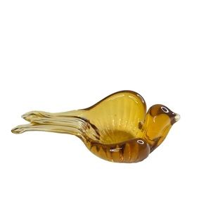 Vintage Amber Glass Hand Blown Small Dish